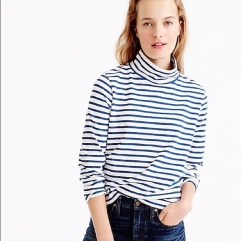 J.Crew Sailor Stripe Funnel Neck T-Shirt